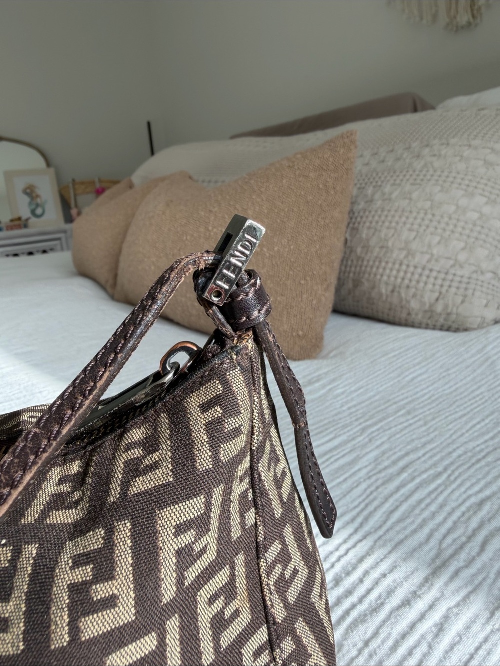 Vintage Fendi Zucca Zucchino Baguette Shoulder Bag, Authentic w/ COA - Picture 7 of 14